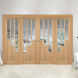 Image: ThruEasi Room Divider - Coventry Contemporary Oak Clear Glass Prefinished Double Doors with Double Sides