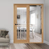 ThruEasi Oak Room Divider - Ely 1L Glazed Prefinished Door with Full Glass Side - 2018mm High - Multiple Widths