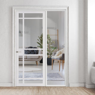 Image: Room Divider - Handmade Eco-Urban® Leith Door DD6316C - Clear Glass - Premium Primed - Colour & Size Options