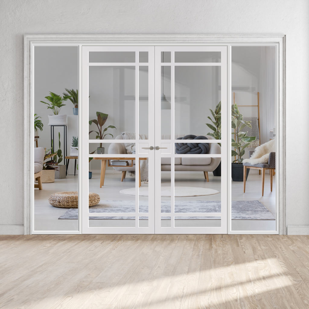 Room Divider - Handmade Eco-Urban® Leith with Two Sides DD6316C - Clear Glass - Premium Primed - Colour & Size Options