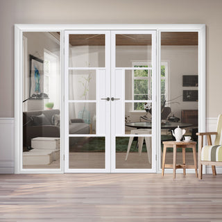 Image: Room Divider - Handmade Eco-Urban® Boston with Two Sides DD6311C - Clear Glass - Premium Primed - Colour & Size Options