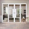 Bespoke Room Divider - Eco-Urban® Boston Door Pair DD6311C - Clear Glass with Full Glass Sides - Premium Primed - Colour & Size Options