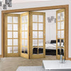 Four Folding Doors & Frame Kit - Bristol Oak 3+1 - 10 Pane Clear Bevelled Glass - Unfinished