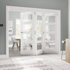Three Folding Doors & Frame Kit - Coventry Shaker 3+0 - Clear Glass - White Primed