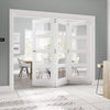 Three Folding Doors & Frame Kit - Coventry Shaker 3+0 - Clear Glass - White Primed