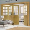 Four Folding Doors & Frame Kit - Ely Oak 3+1 - Clear Bevelled Glass -Unfinished