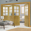 Four Folding Doors & Frame Kit - Ely Oak 3+1 - Clear Bevelled Glass -Unfinished