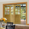 Three Folding Doors & Frame Kit - Ely Oak 3+0 - Clear Bevelled Glass -Unfinished