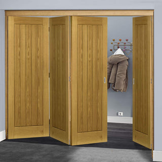 Image: Four Folding Doors & Frame Kit - Ely Oak 3+1 - Unfinished