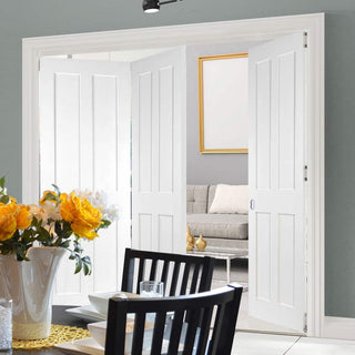 Image: Three Folding Doors & Frame Kit - Eton Victorian Shaker 2+1 - White Primed