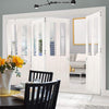 Four Folding Doors & Frame Kit - Eton Victorian Shaker 3+1 - Clear Glass - White Primed