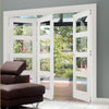Three Folding Doors & Frame Kit - Coventry Shaker 2+1 - Clear Glass - White Primed