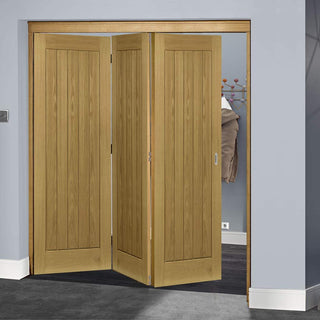 Image: Three Folding Doors & Frame Kit - Ely Oak 3+0 - Unfinished