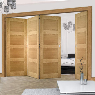 Image: Four Folding Doors & Frame Kit - Coventry Shaker Oak 3+1 - Unfinished
