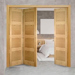 Image: Three Folding Doors & Frame Kit - Coventry Shaker Oak 2+1 - Unfinished