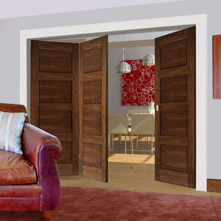 Image: Three Folding Doors & Frame Kit - Coventry Walnut Shaker 2+1 - Prefinished