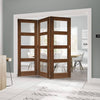 Three Folding Doors & Frame Kit - Coventry Walnut Shaker 3+0 - Clear Glass - Prefinished