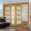 Three Folding Doors & Frame Kit - Coventry Shaker Oak 3+0 - Frosted Glass - Unfinished