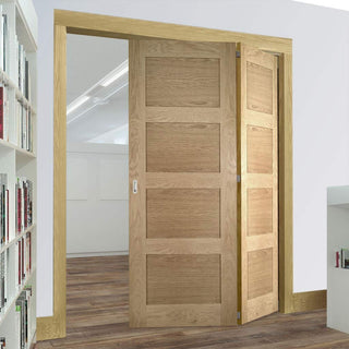 Image: Two Folding Doors & Frame Kit - Coventry Shaker Oak 2+0 - Unfinished