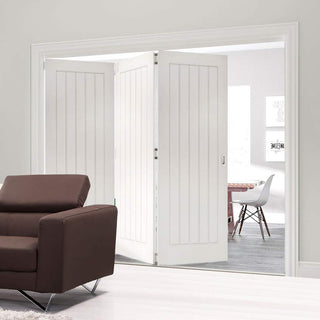 Image: Three Folding Doors & Frame Kit - Ely 3+0 - White Primed