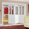 Three Folding Doors & Frame Kit - Eton Victorian Shaker 3+0 - Clear Glass - White Primed