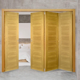 Image: Four Folding Doors & Frame Kit - Pamplona Oak Flush 3+1 - Prefinished
