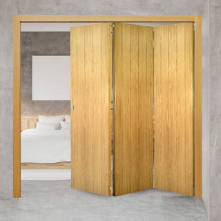 Image: Three Folding Doors & Frame Kit - Galway Oak 3+0 Unfinished
