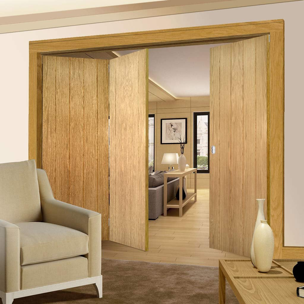 Three Folding Doors & Frame Kit - Galway Oak 2+1 Unfinished