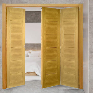 Image: Three Folding Doors & Frame Kit - Pamplona Oak Flush 2+1 - Prefinished