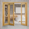 Three Folding Doors & Frame Kit - Walden Oak 2+1 - Clear Glass - Unfinished