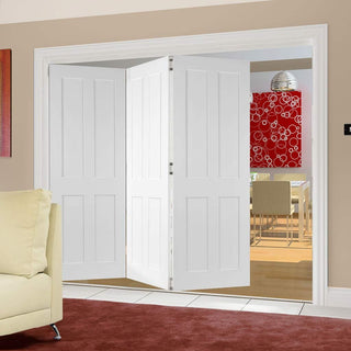 Image: Three Folding Doors & Frame Kit - Eton Victorian Shaker 3+0 - White Primed