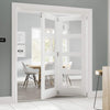 Two Folding Doors & Frame Kit - Coventry Shaker 2+0 - Clear Glass - White Primed