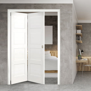 Image: Two Folding Doors & Frame Kit - Coventry Shaker 2+0 - White Primed