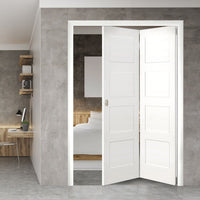 Two Folding Doors & Frame Kit - Coventry Shaker 2+0 - White Primed