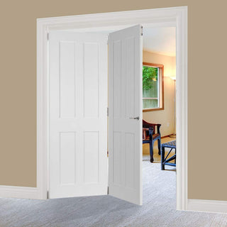 Image: Two Folding Doors & Frame Kit - Eton Victorian Shaker 2+0 - White Primed
