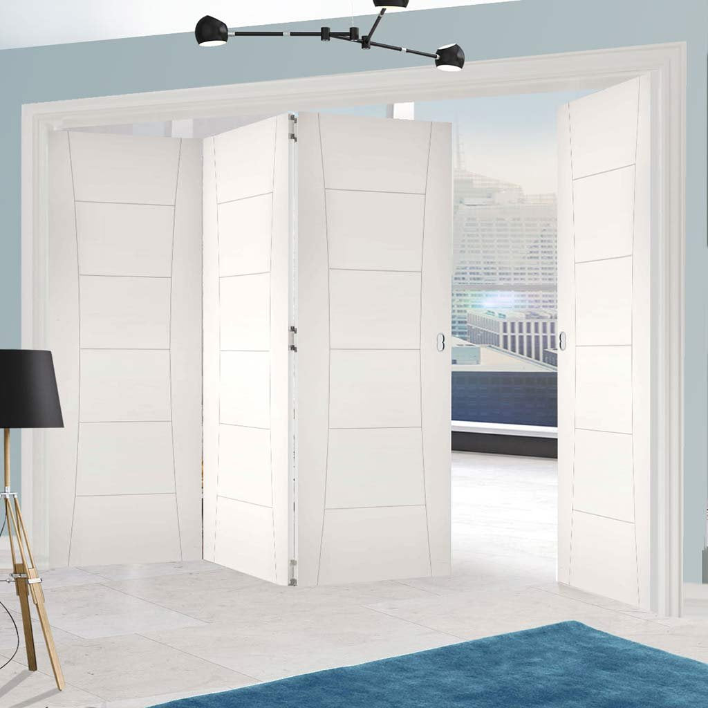 Four Folding Doors & Frame Kit - Pamplona Flush 3+1 - White Primed
