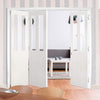 Three Folding Doors & Frame Kit - Eton Victorian Shaker 2+1 - Clear Glass - White Primed