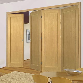 Image: Four Folding Doors & Frame Kit - Walden Oak 3+1 - Unfinished