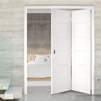 Two Folding Doors & Frame Kit - Pamplona Flush 2+0 - White Primed