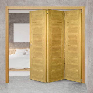 Image: Three Folding Doors & Frame Kit - Pamplona Oak Flush 3+0 - Prefinished