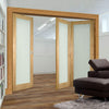 Three Folding Doors & Frame Kit - Walden Oak 2+1 - Frosted Glass - Unfinished