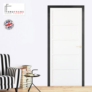Image: Thruframe Interior Black Primed MDF Door Lining Frame - Suits Standard Size Single Doors