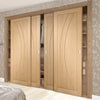 Four Sliding Wardrobe Doors & Frame Kit - Salerno Oak Flush Door - Prefinished
