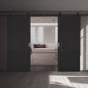 Top Mounted Black Sliding Track & Double Door - Tribeca 3 Panel Black Painted Doors - Prefinished