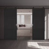 Top Mounted Black Sliding Track & Double Door - Tribeca 3 Panel Black Painted Doors - Prefinished