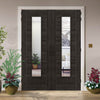 J B Kind Laminates Tigris Cinza Dark Grey Coloured Door Pair - Clear Glass - Prefinished