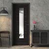 J B Kind Laminates Tigris Cinza Dark Grey Coloured Door - Clear Glass - Prefinished