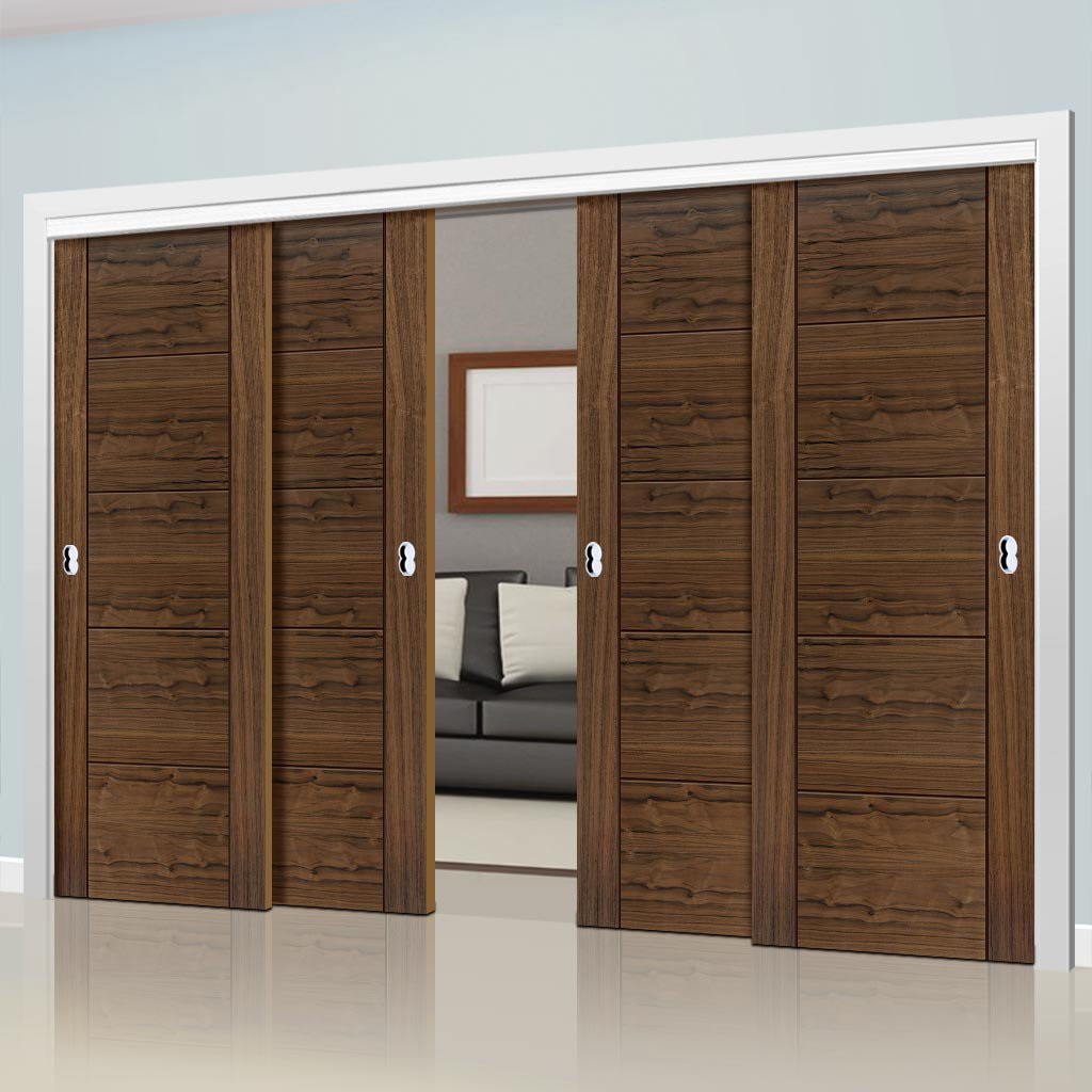 Four Sliding Doors and Frame Kit - Tigris Walnut Door - Prefinished