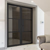 Tribeca 3 Pane Black Painted Internal Door Pair - Tinted Glass - Prefinished