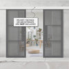 Double Sliding Door & Wall Track - Tribeca 3 Pane Black Primed Door - Tinted Glass